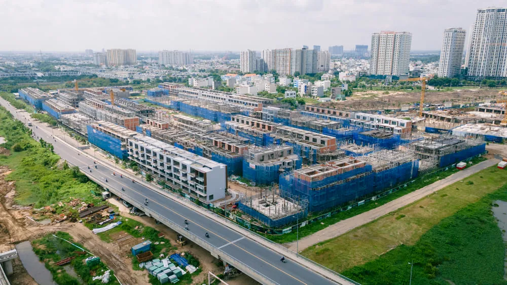 Flycam các dãy nhà phố Senturia An Phú tháng 6/2026